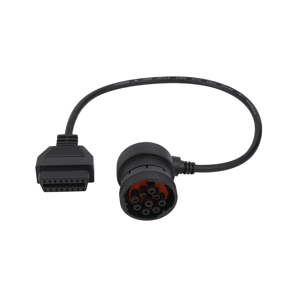 J1939 9P Black Connector To OBD2 Female Diagnostic Line