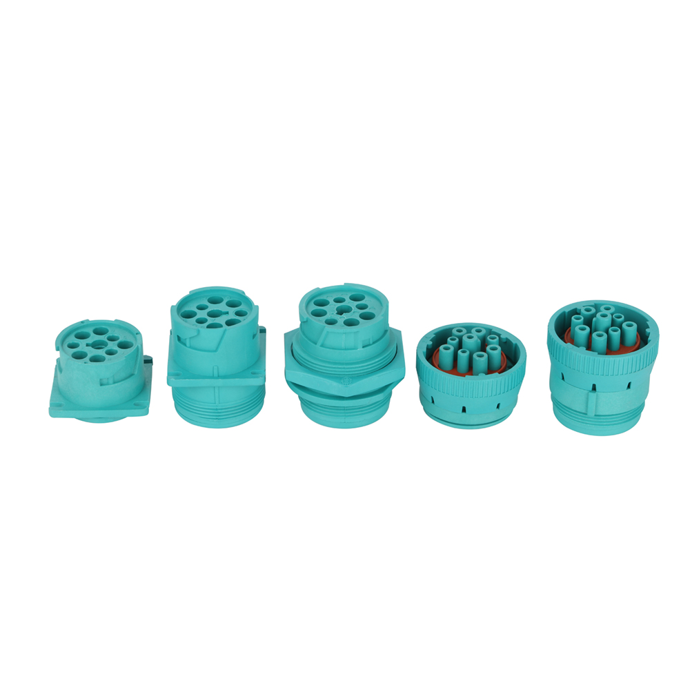 J1939-9P-SHORT Body Male Plug-green Housing, Three-position Post with Guide Block Automotive Waterproof Connector