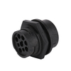 J1939-9p-female Plug-in-black Case, 2-bit End Hole, Threaded Front And Back