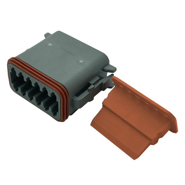 12 way gray male socket connector dt06-12s internal thread plug shrink dustproof sleeve with wedge lock