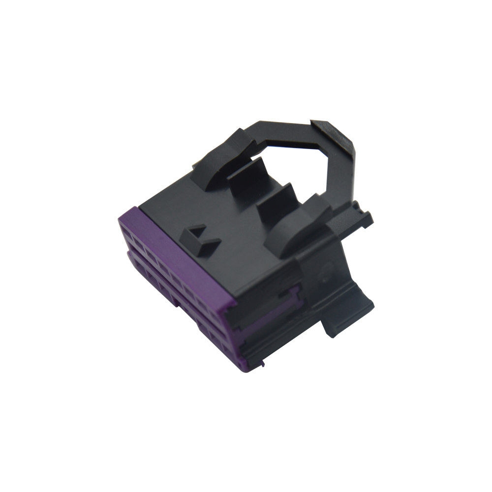 OBD (J1962) 16P Black Body with Triangular Ring Pull Rubber Core Purple Push Card