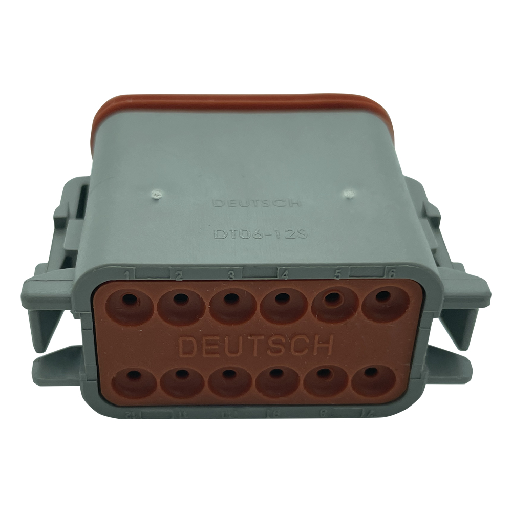 12 way gray male socket connector dt06-12s internal thread plug shrink dustproof sleeve with wedge lock