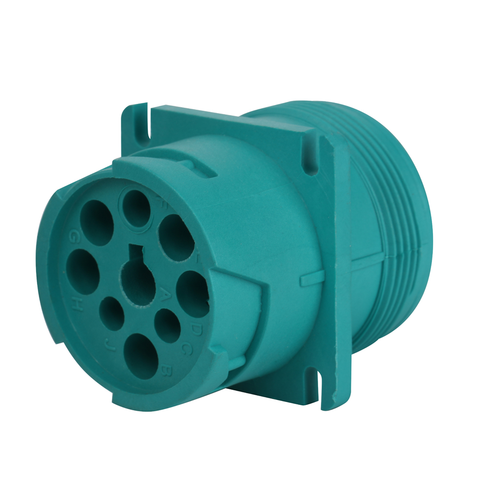J1939-9P Connector Connector Base Green Shell, 3-bit Hole with Guide Block Waterproof Connector
