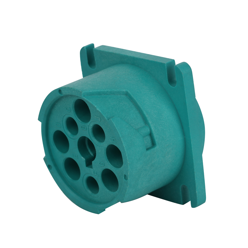 J1939-9P-SHORT Body Female Plug-green Housing, Three-position Post with Guide Block Automotive Waterproof Connector