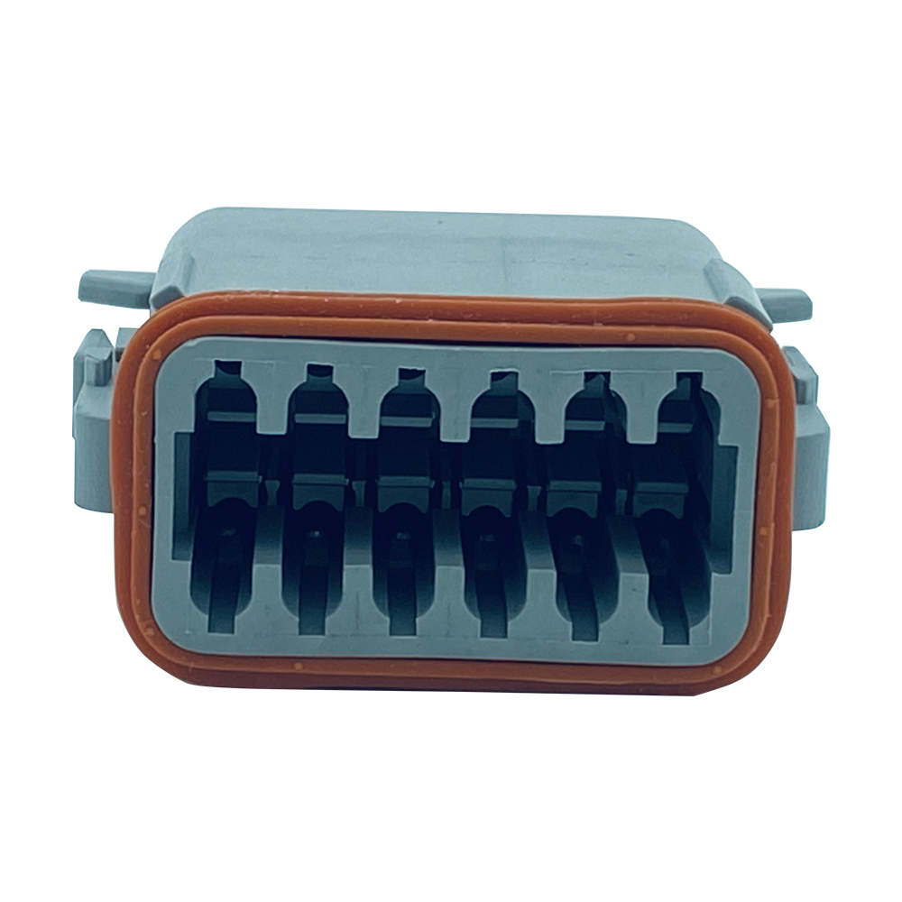 12 way gray male socket connector dt06-12s internal thread plug shrink dustproof sleeve with wedge lock