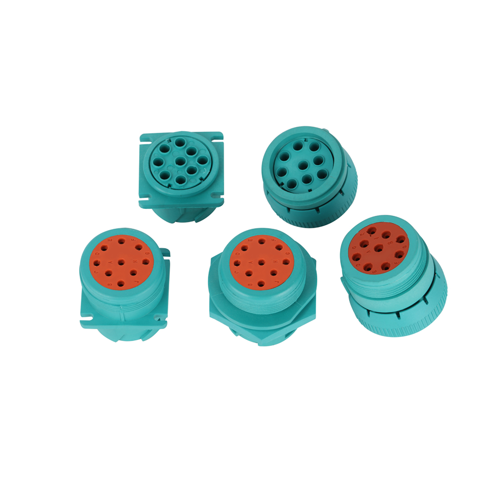 J1939-9P-SHORT Body Female Plug-green Housing, Three-position Post with Guide Block Automotive Waterproof Connector