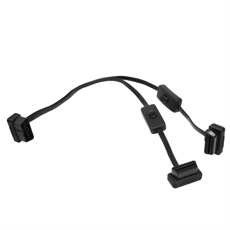 OBDII 16P Male-to-female Y Flat Extension Cord