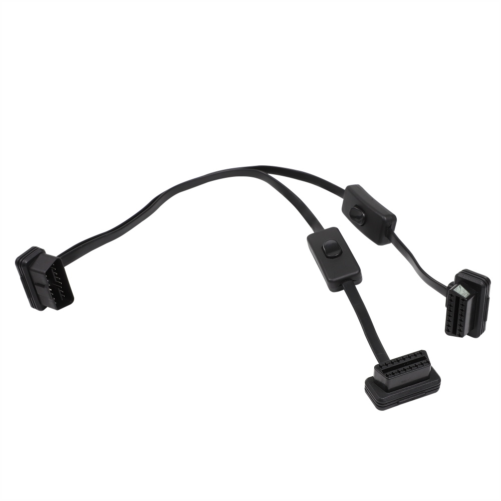 OBDII 16P Male-to-female Y Flat Extension Cord